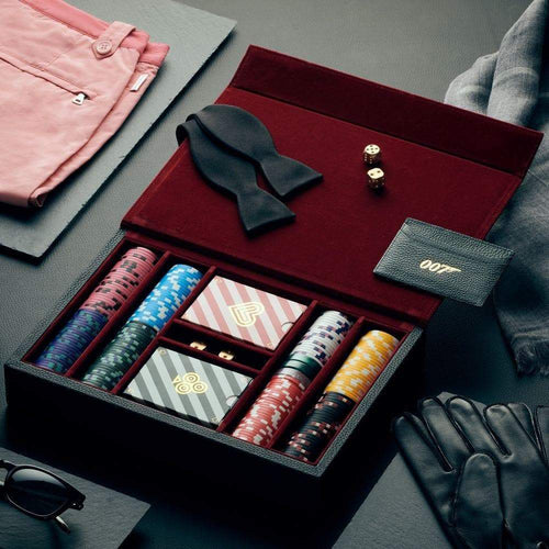 007Store James Bond 007 Personalised Leather-covered Poker Set