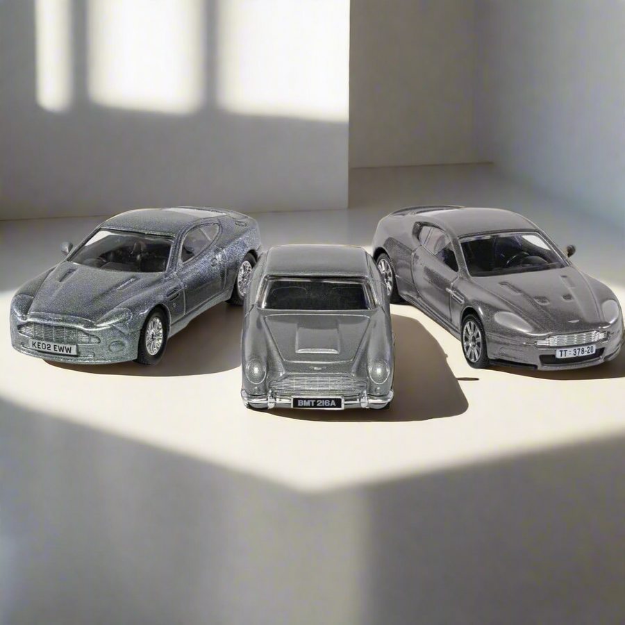 007Store James Bond Aston Martin Model Car Trio - DB5, V12 Vanquish & DBS Edition - By Corgi