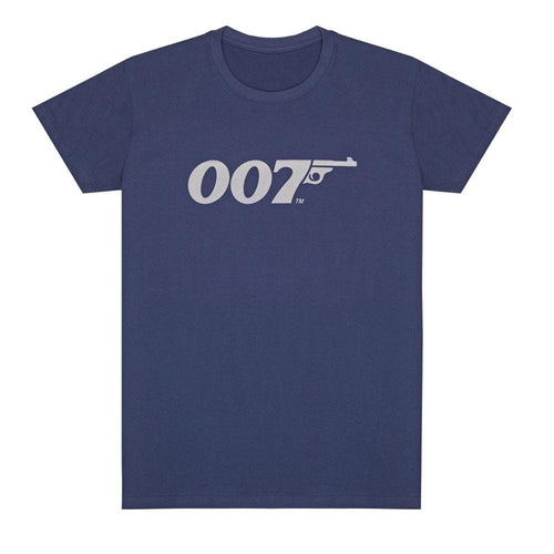 007Store James Bond Denim Blue Retro 007 Logo T-Shirt (Outlet Item)