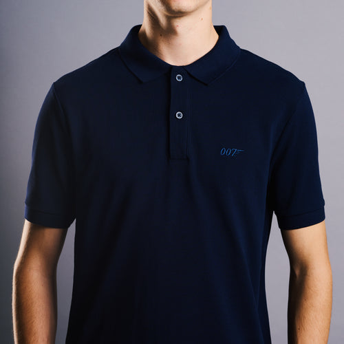 007Store James Bond 007 Embroidered Cotton Polo Shirt - Navy Edition