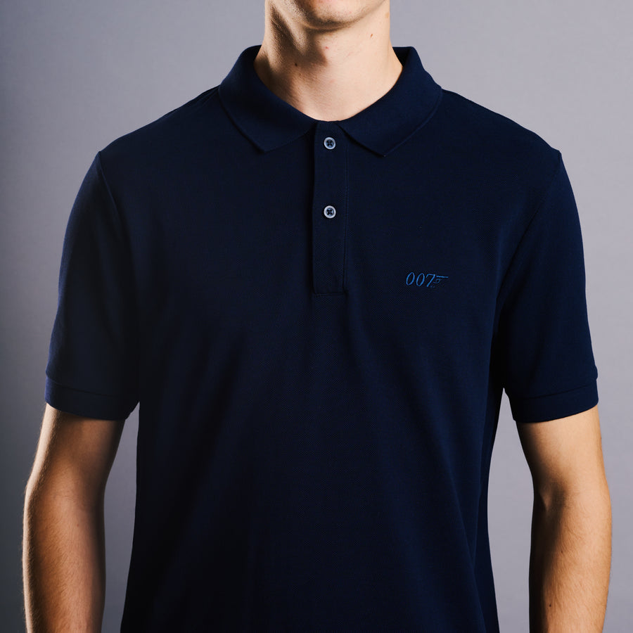 007Store James Bond 007 Embroidered Cotton Polo Shirt - Navy Edition
