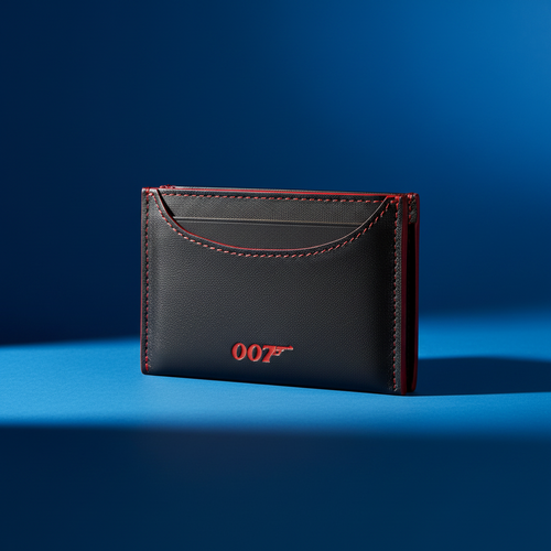 007Store James Bond Navy Leather Card Holder - Thunderball Edition - By Globe-Trotter