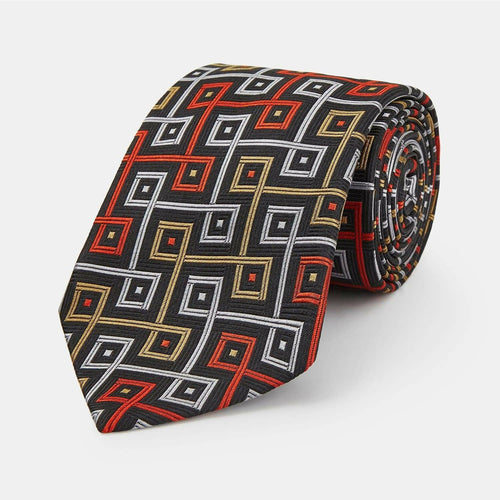 007Store James Bond Geo Squares Silk Tie - The World Is Not Enough Edition - By Turnbull & Asser