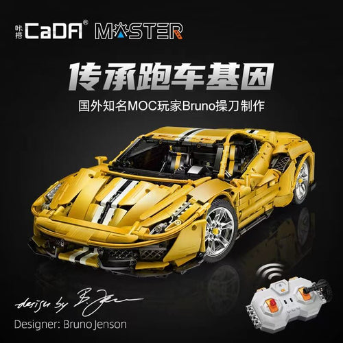 Afobrick CADA C61057 Master yellow Ferrari 488 1:8 3229pcs