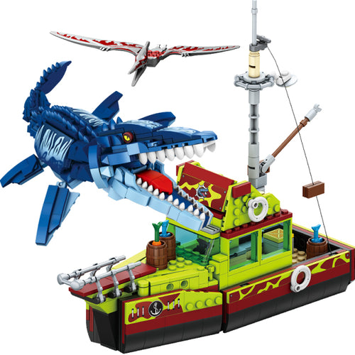 Afobrick Forange block FC3724 Escape from the mouth of Mosasaurus 888pcs