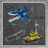 Afobrick Forange block FC3724 Escape from the mouth of Mosasaurus 888pcs, view 3