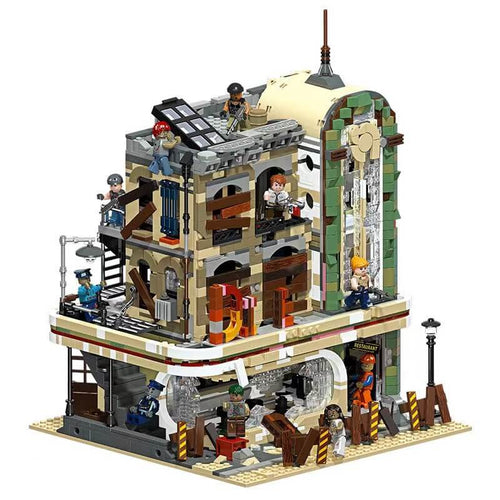 Afobrick JIE STAR 89101 Downtown Diner Apocalypse Version 2438pcs