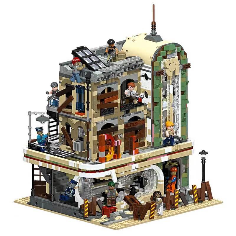 Afobrick JIE STAR 89101 Downtown Diner Apocalypse Version 2438pcs