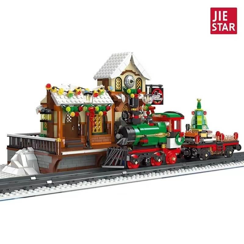 Afobrick JIE STAR 89142 The Railway Station At Christmas