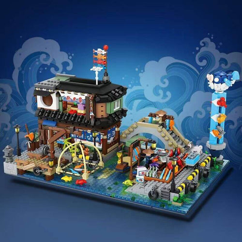 Afobrick Loz 1049 Japanese fish stall Mini Brick
