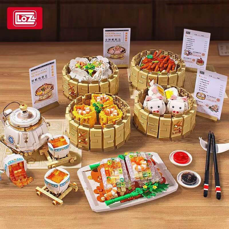 Afobrick Loz Cantonese morning tea 6 in 1 Mini Brick