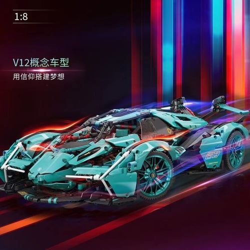Afobrick MOYU BLOCK MY88001B Lamborghini Lambo V12 tiffany blue 2527pcs