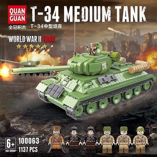 Afobrick QUANGUAN Military WW2 100063 T34 Medium Tank