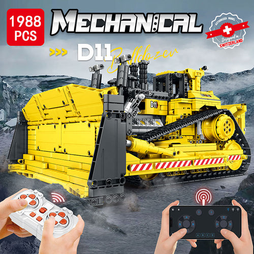 Afobrick REOBRIX 22001 Mechanical Caterpillar D11 Bulldozer RC 1988pcs