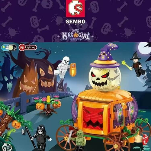 Afobrick SEMBO Tricky Magic Night: Pumpkin Cart 4 sets