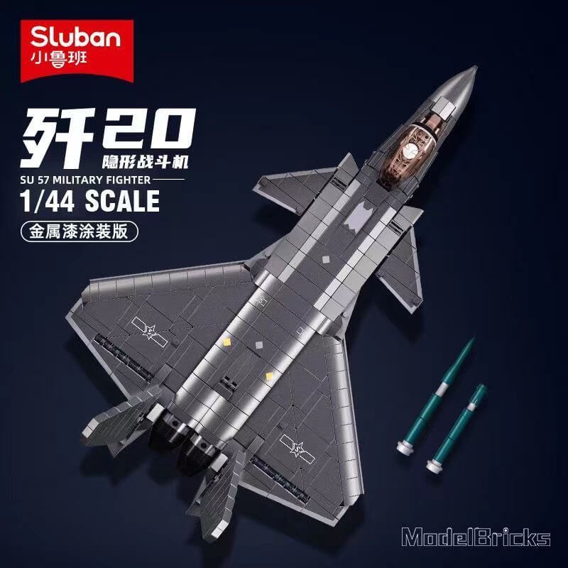 Afobrick Sluban J-20 Stealth Fighter Metallic Painted Version