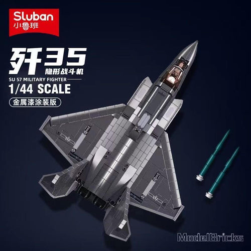 Afobrick Sluban J-35 Stealth Fighter Metallic Painted Version