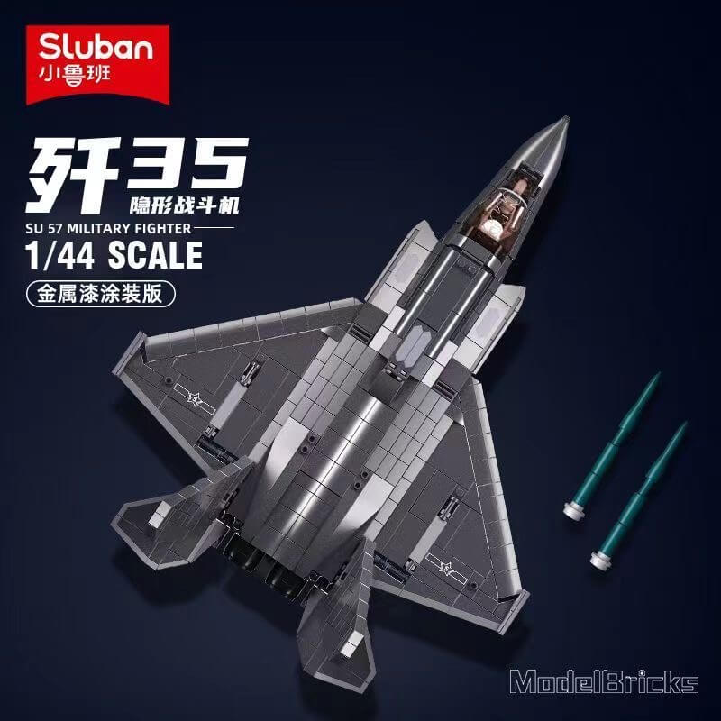 Afobrick Sluban J-35 Stealth Fighter Metallic Painted Version