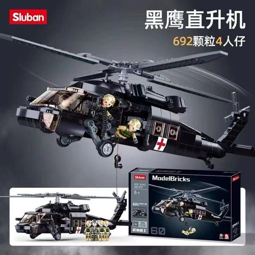 Afobrick Sluban Military Black Hawk Helicopter 692PCS
