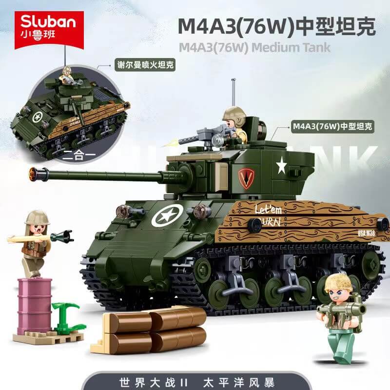 Afobrick SLUBAN WW2 M4A3 Sherman Tank