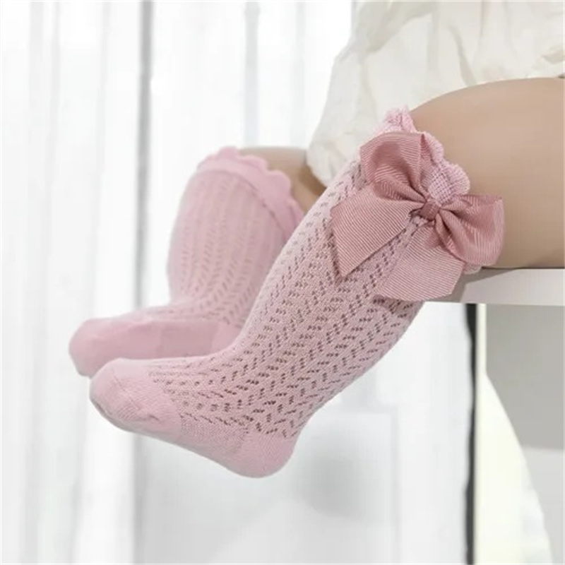 AliExpress 0-24Month Baby Girl Socks Toddler Bow Cotton Summer Mesh Lace Baby Knee Socks Newborn Infant Baby Princess Long Socks 2024 New