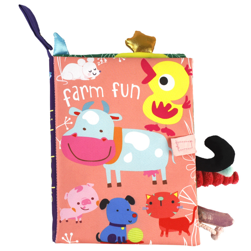 AliExpress 0-36M Baby Early Learning Toy Tail Cloth Book Parent-child Interactive Sound Paper Puzzle Cloth Book Rattle, view 3