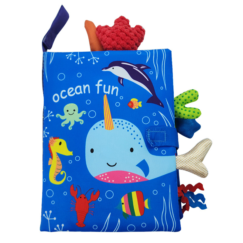 AliExpress 0-36M Baby Early Learning Toy Tail Cloth Book Parent-child Interactive Sound Paper Puzzle Cloth Book Rattle, view 5