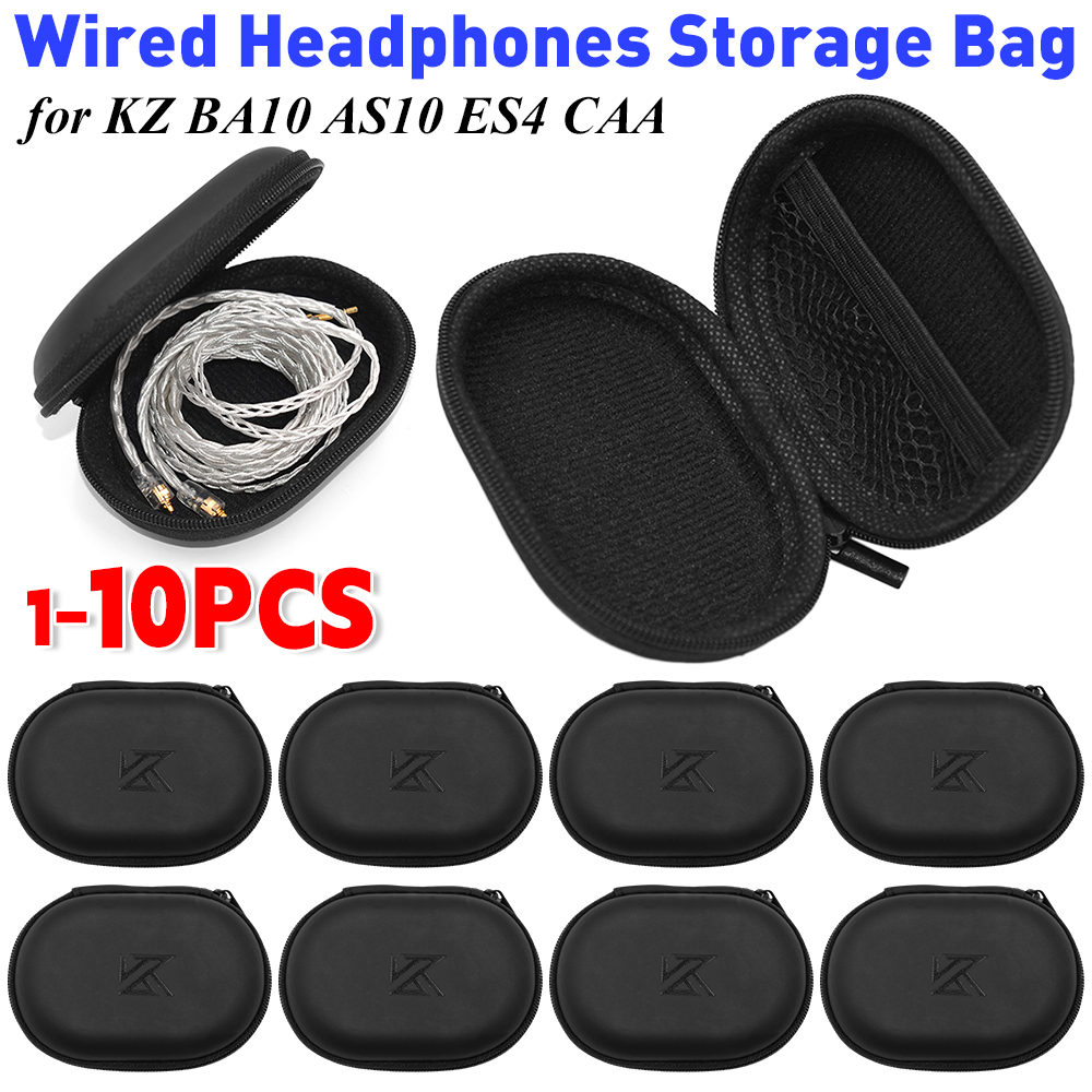 AliExpress 1-10PCS Wired Earphones Storage Bag Universal Wired Headphones Carrying Case PU Storage Box Organizer Bag for KZ BA10 AS10 ES4