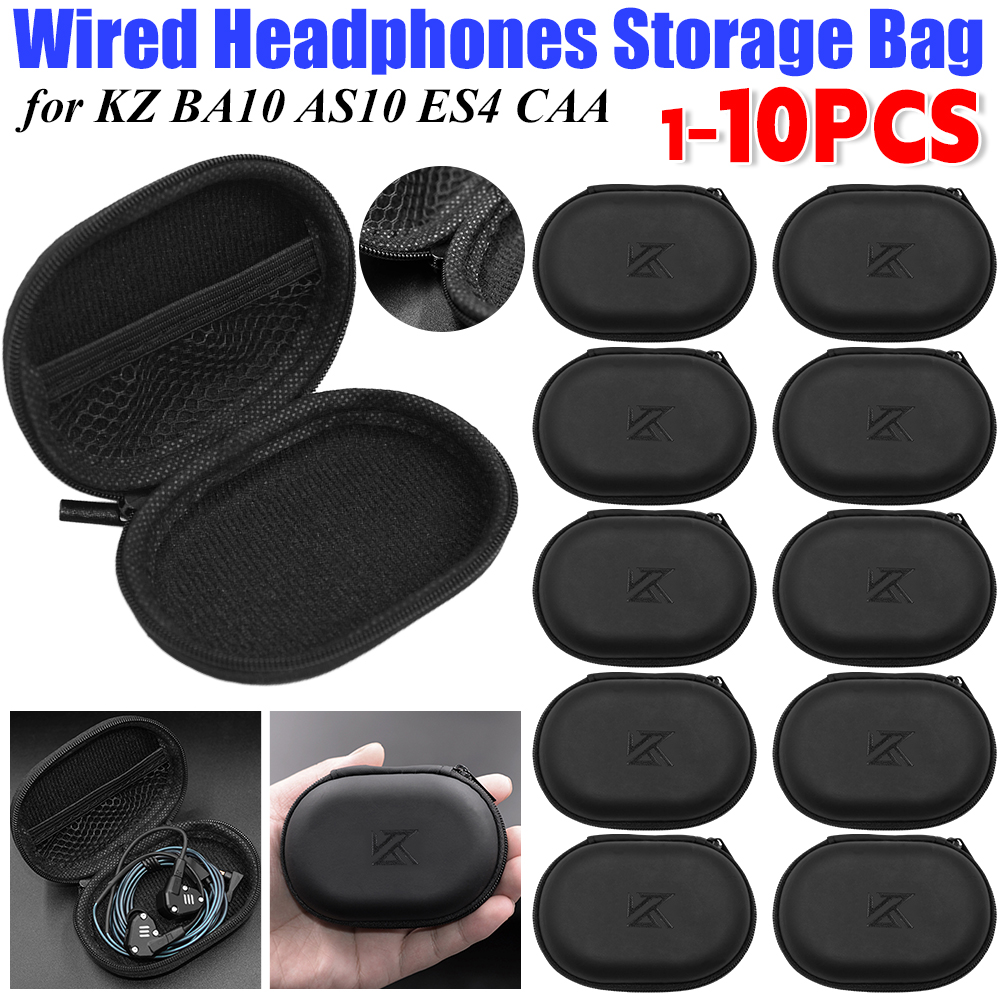 AliExpress 1-10PCS Wired Earphones Storage Bag Universal Wired Headphones Carrying Case PU Storage Box Organizer Bag for KZ BA10 AS10 ES4, view 2