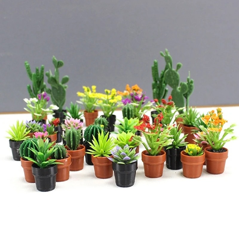 AliExpress 1/12 Dollhouse Miniature Scene Decoration Green Plant Pot Mini Plant Fairy Post Pot Doll Accessories Toys