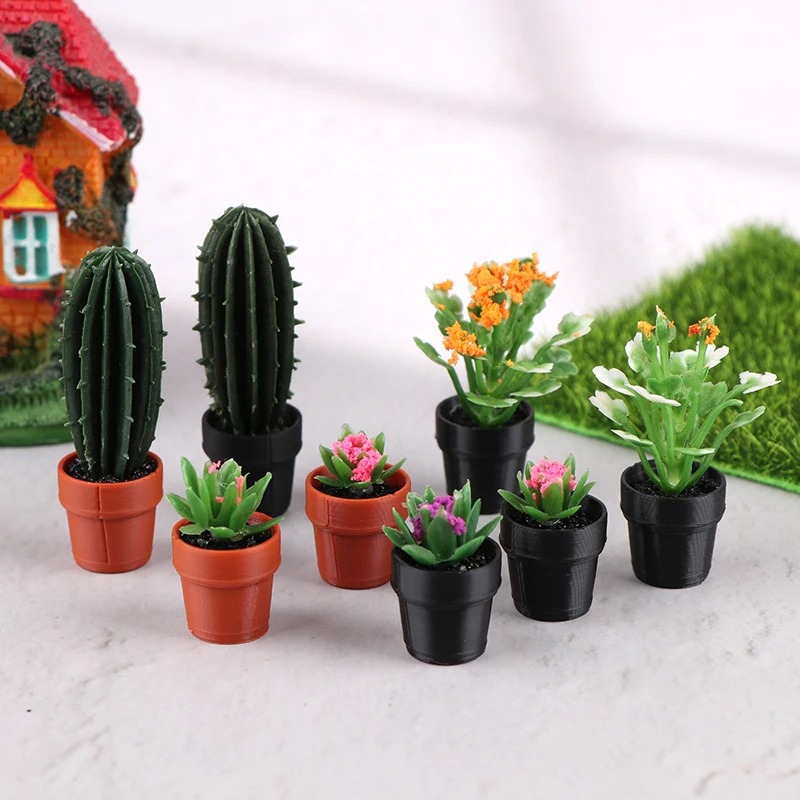 AliExpress 1/12 Dollhouse Miniature Scene Decoration Green Plant Pot Mini Plant Fairy Post Pot Doll Accessories Toys, view 2