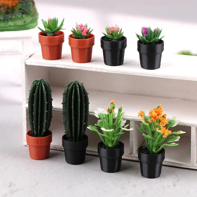 AliExpress 1/12 Dollhouse Miniature Scene Decoration Green Plant Pot Mini Plant Fairy Post Pot Doll Accessories Toys, view 3