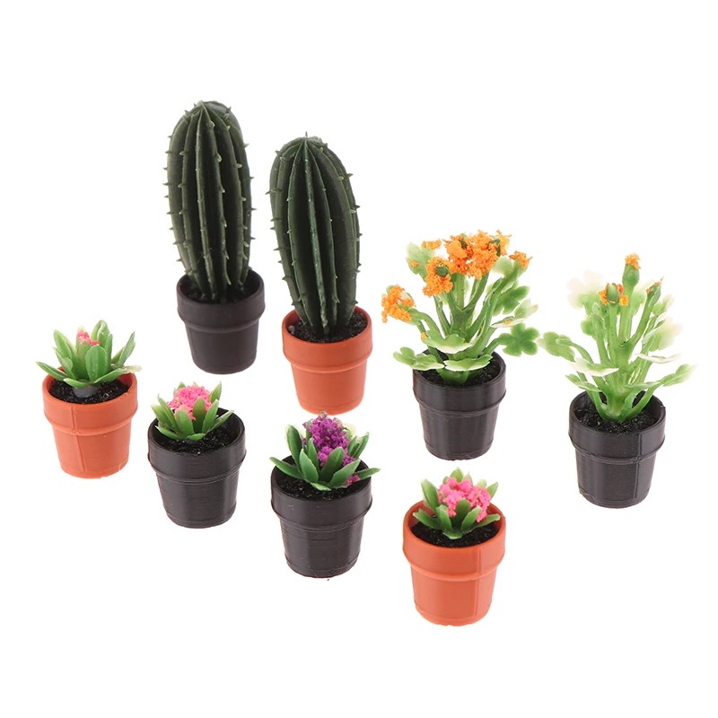 AliExpress 1/12 Dollhouse Miniature Scene Decoration Green Plant Pot Mini Plant Fairy Post Pot Doll Accessories Toys, view 5