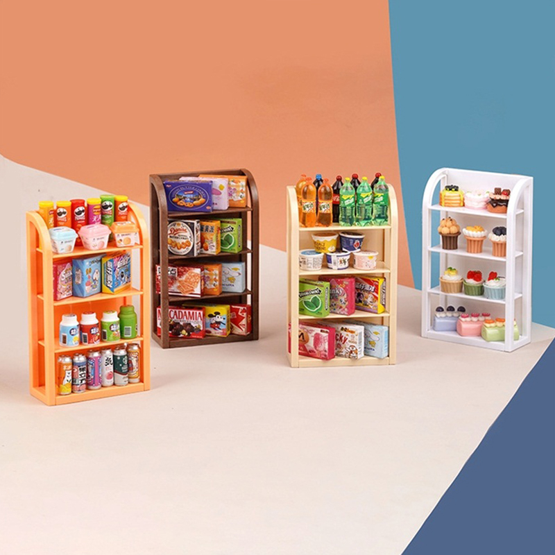 AliExpress 1:12 Dollhouse Miniature Supermarket Shelf Display Stand Storage Rack Scene Decor Toy Doll House Accessories, view 3