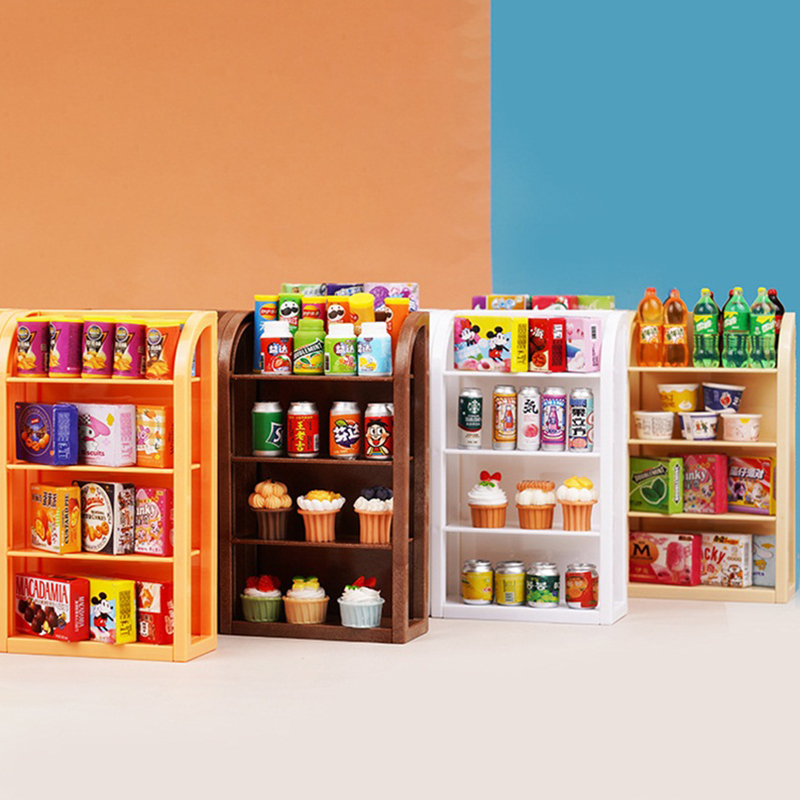 AliExpress 1:12 Dollhouse Miniature Supermarket Shelf Display Stand Storage Rack Scene Decor Toy Doll House Accessories, view 4