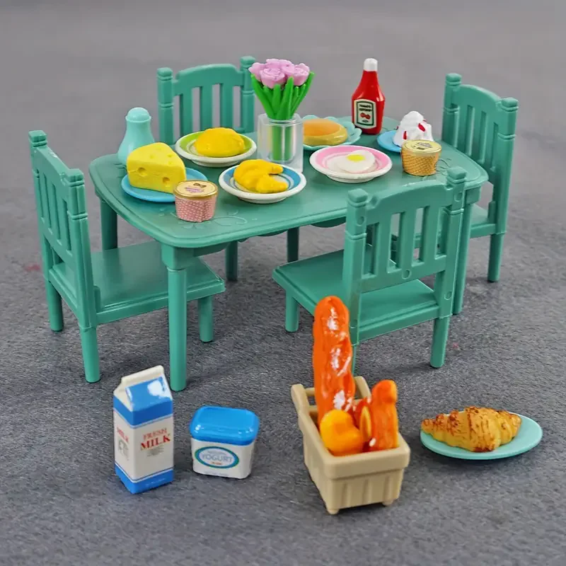 AliExpress 1:12 Miniature Furniture Forest Family Kitchen Toy Dining Table Dollhouse Accessories Bathroom Pretend Play For Girl Gifts Toys, view 4