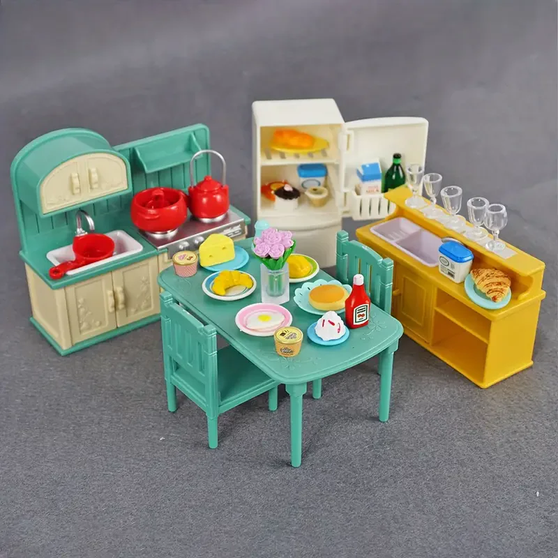 AliExpress 1:12 Miniature Furniture Forest Family Kitchen Toy Dining Table Dollhouse Accessories Bathroom Pretend Play For Girl Gifts Toys, view 6