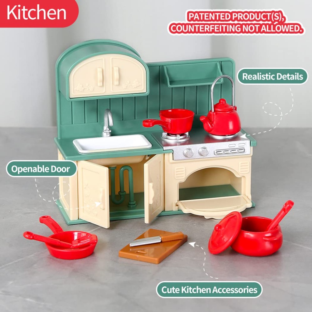 AliExpress 1:12 Miniature Dollhouse Kitchen and Dining Set, view 6