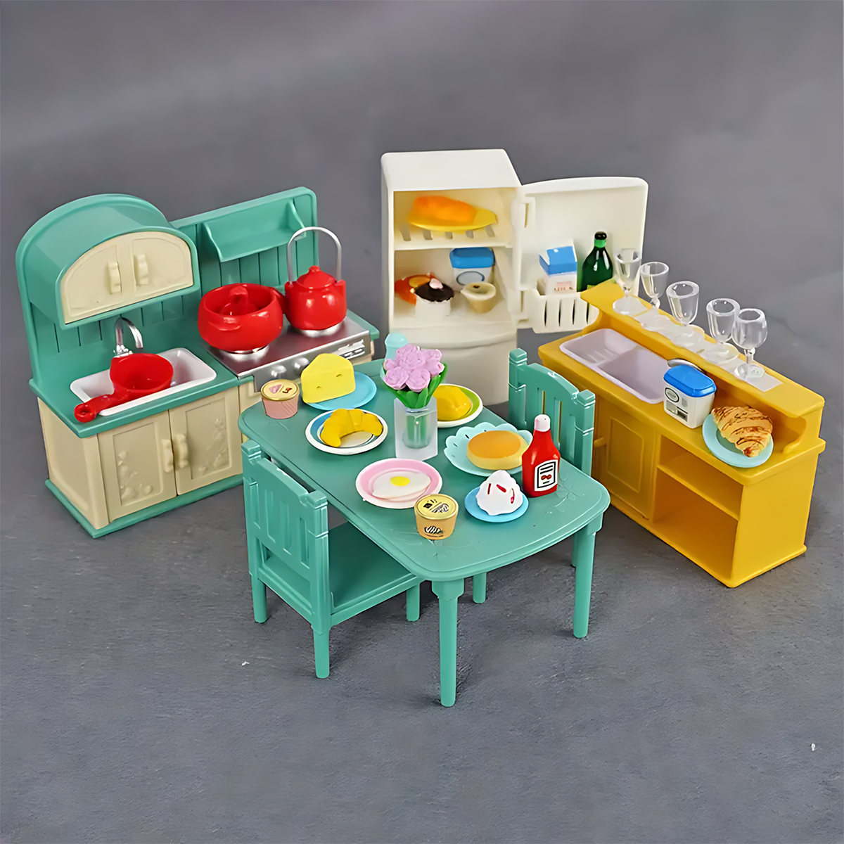 AliExpress 1:12 Miniature Furniture Forest Family Kitchen Toy Dining Table Dollhouse Accessories Bathroom Pretend Play For Girl Gifts Toys, view 2