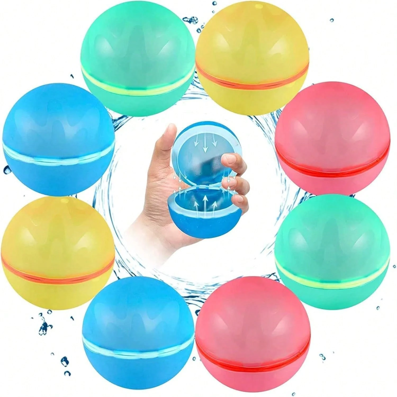 AliExpress 1-12 Pack Reusable Water Balls, Self-Seal Fast Inflating Silicone Water Balls, Summer Pool Beach Outdoor Activity Water Toys, view 2