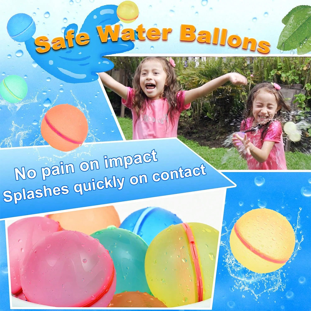 AliExpress 1-12 Pack Reusable Water Balls, Self-Seal Fast Inflating Silicone Water Balls, Summer Pool Beach Outdoor Activity Water Toys, view 4