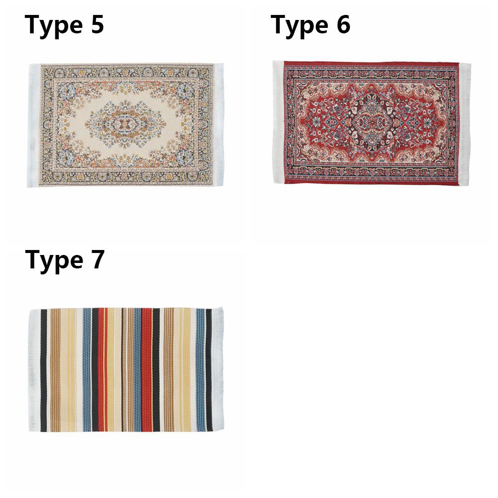 AliExpress 1:12 Scale Dollhouse Carpet Playing House Decor Floor Coverings Floral Pattern Mat Doll Accessories Miniature Weaving Rug, view 6