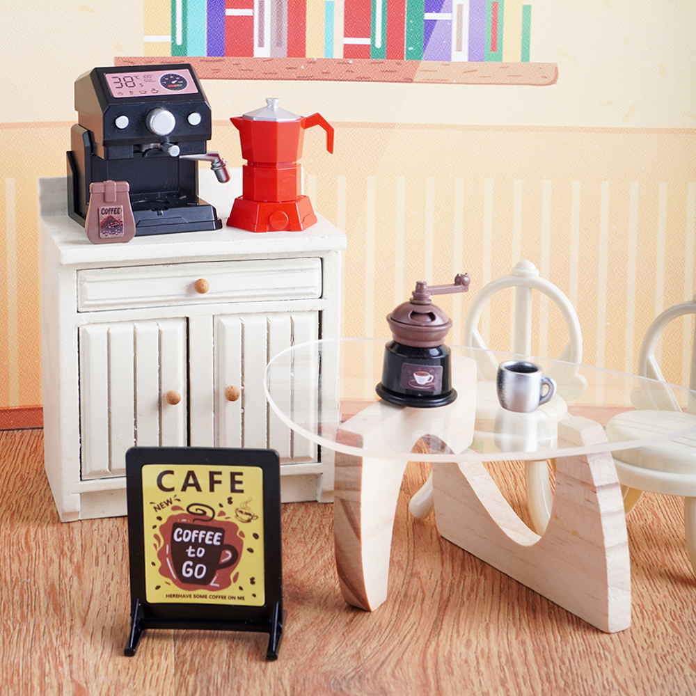 AliExpress 1:12 Scale Miniature Coffee Machine Cup Models Kitchen Utensils Baking Oven Dollhouse Furniture Play Home Kitchen Toy Gift, view 2