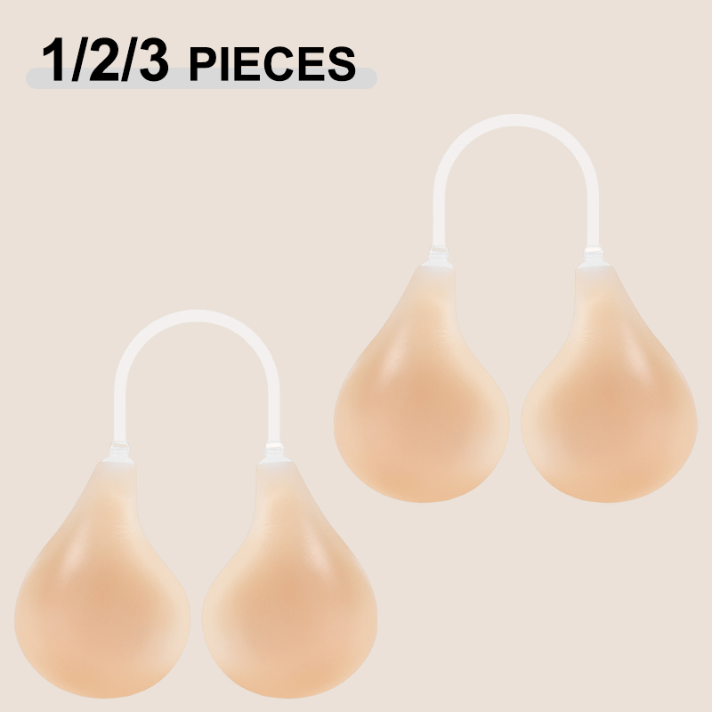 AliExpress 1/2/3 Pc Summer Silicone Invisible Bra Women With Shoulder Strap Push Up Neck-hanging Chest Petals Female Adhesive Breast Petals