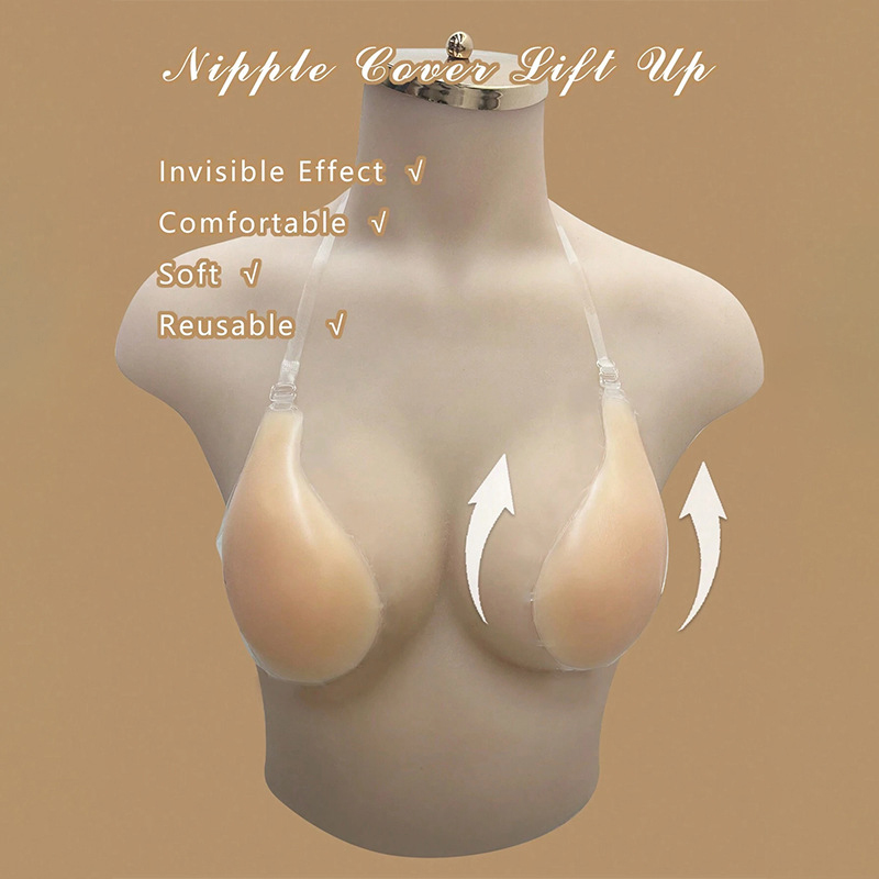 AliExpress 1/2/3 Pc Summer Silicone Invisible Bra Women With Shoulder Strap Push Up Neck-hanging Chest Petals Female Adhesive Breast Petals, view 3