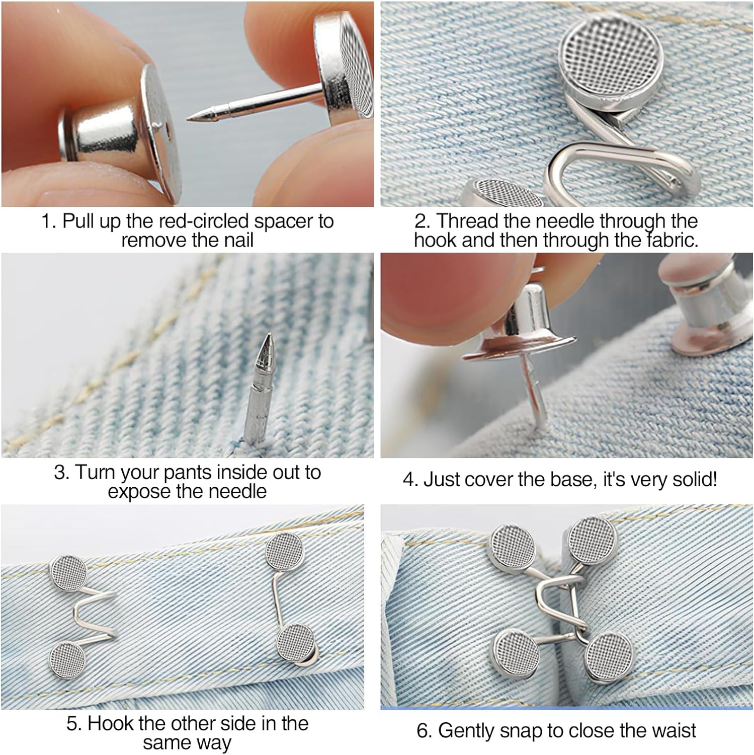 AliExpress 1/2/4 Pairs Jeans Button Tightener,Pant Waist Tightener, Button Pins for Jeans, Button for Jeans to Make Smaller Waist Tightener, view 4