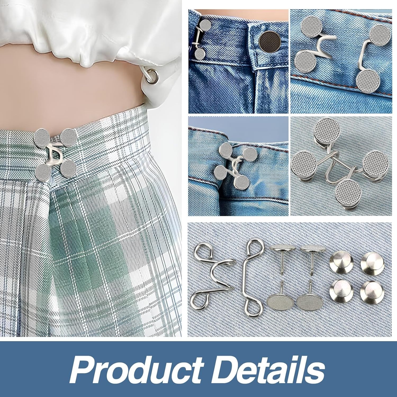 AliExpress 1/2/4 Pairs Jeans Button Tightener,Pant Waist Tightener, Button Pins for Jeans, Button for Jeans to Make Smaller Waist Tightener, view 5