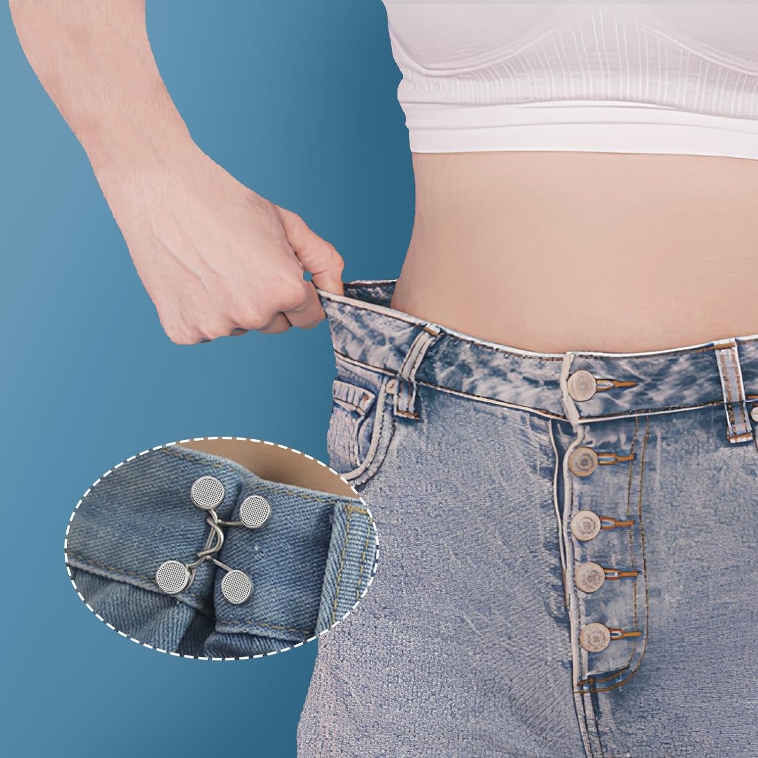 AliExpress 1/2/4 Pairs Jeans Button Tightener,Pant Waist Tightener, Button Pins for Jeans, Button for Jeans to Make Smaller Waist Tightener, view 6