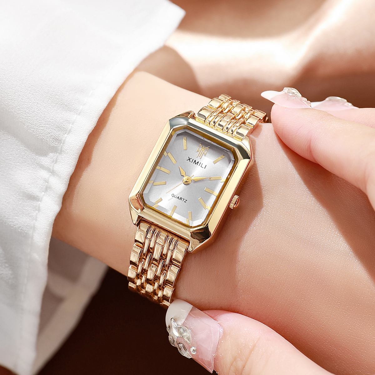 AliExpress Women's Rectangle-Dial Stainless Steel Quartz Watch, view 5