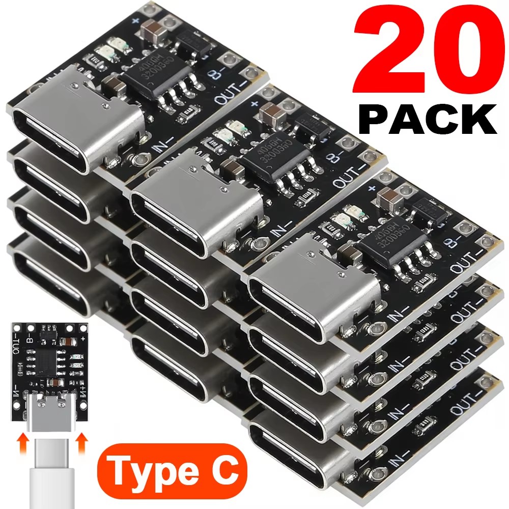 AliExpress 1-20Pcs TP4056 3.7V Lithium Battery Charging Discharging Board With Protection Type-C USB Type C Li-ion Battery Charging Board